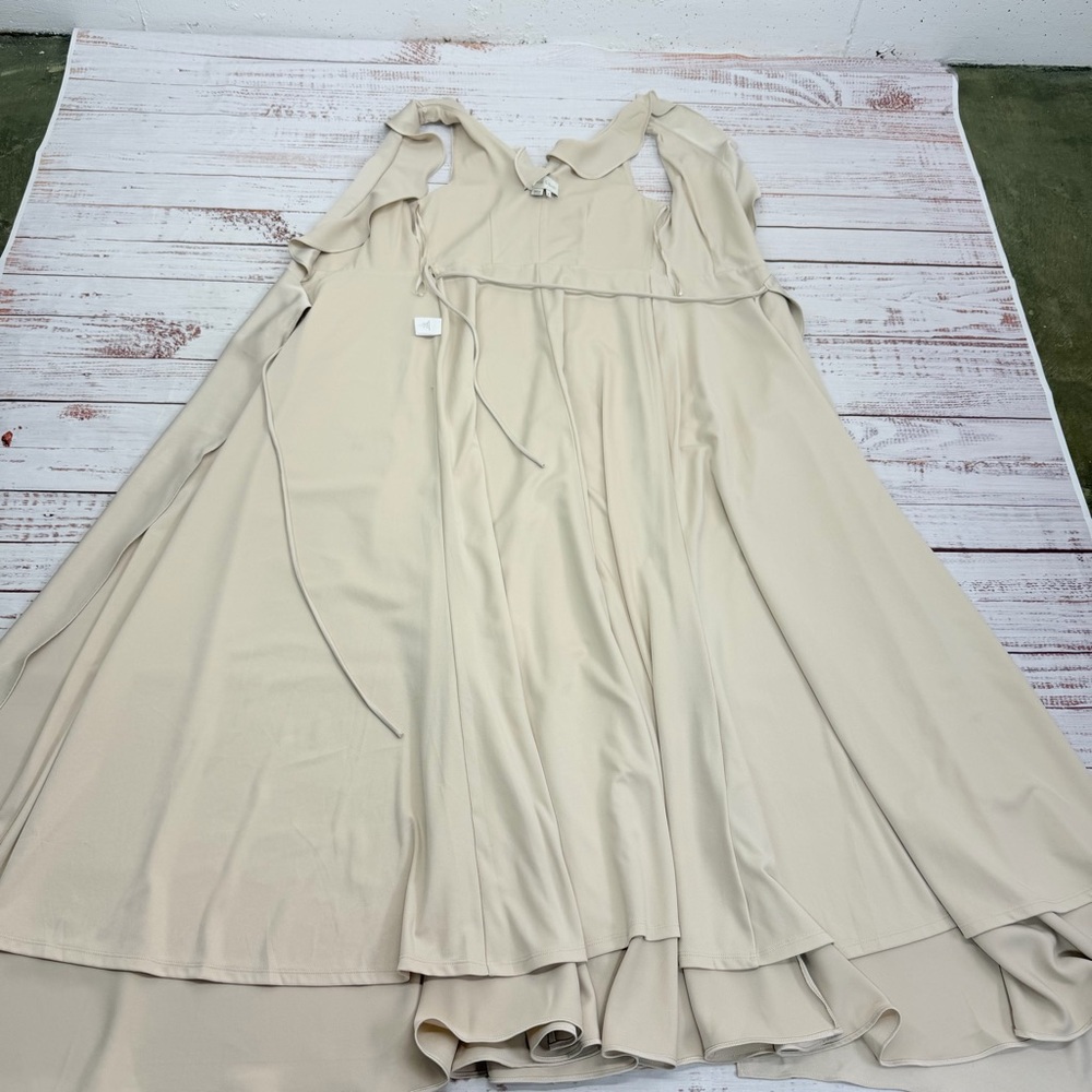 BHLDN Sachin & Babi Size 4 Tansy Satin Oyster Ruffle Lined Maxi Wrap Dress - Picture 13 of 16